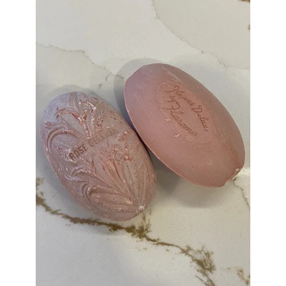 Vintage Fleurs Deluxe Cold Cream Bar Soap Lot of 2 Rose Geranium 2.75 oz Flaroma